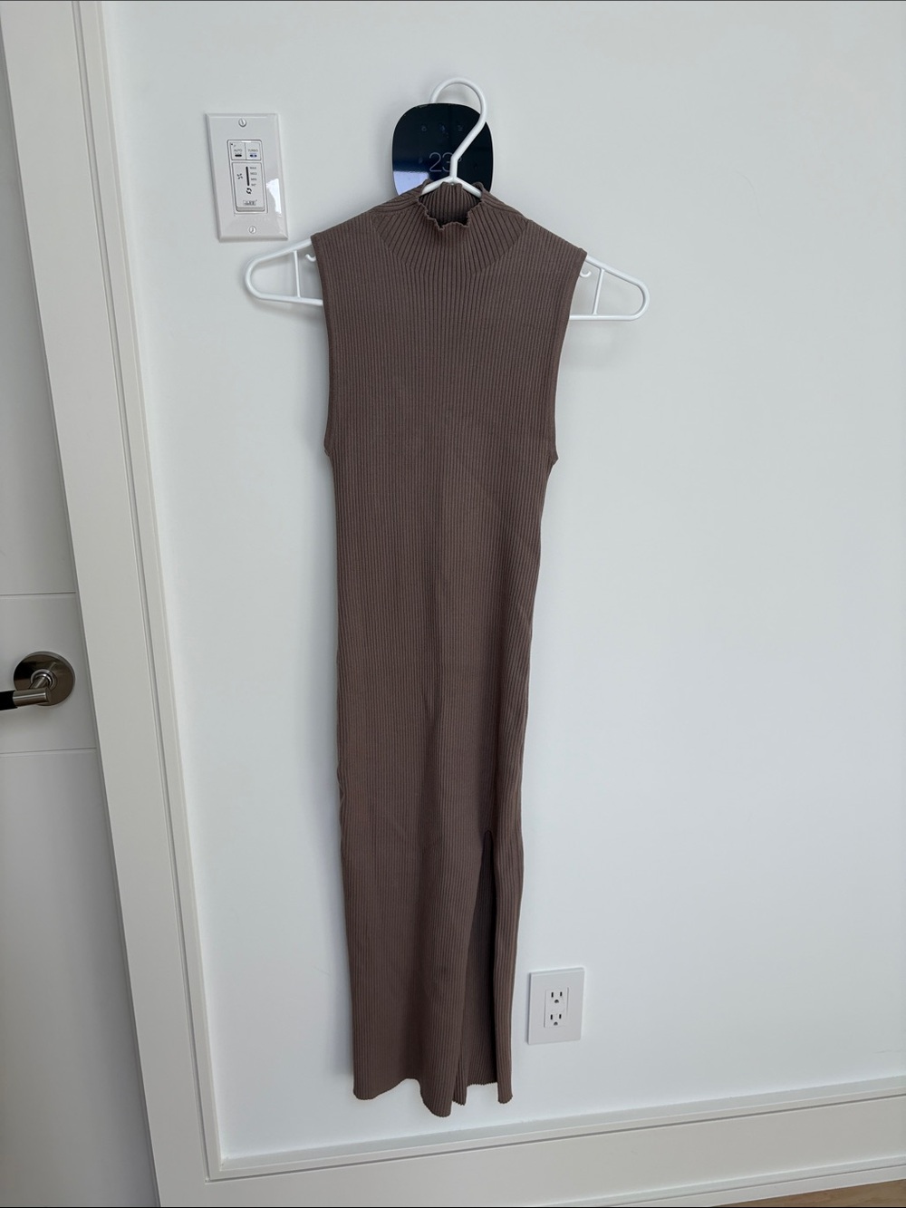 Wilfred Ribbed Sleeveless Mock Neck Dress - Taupe Mauve